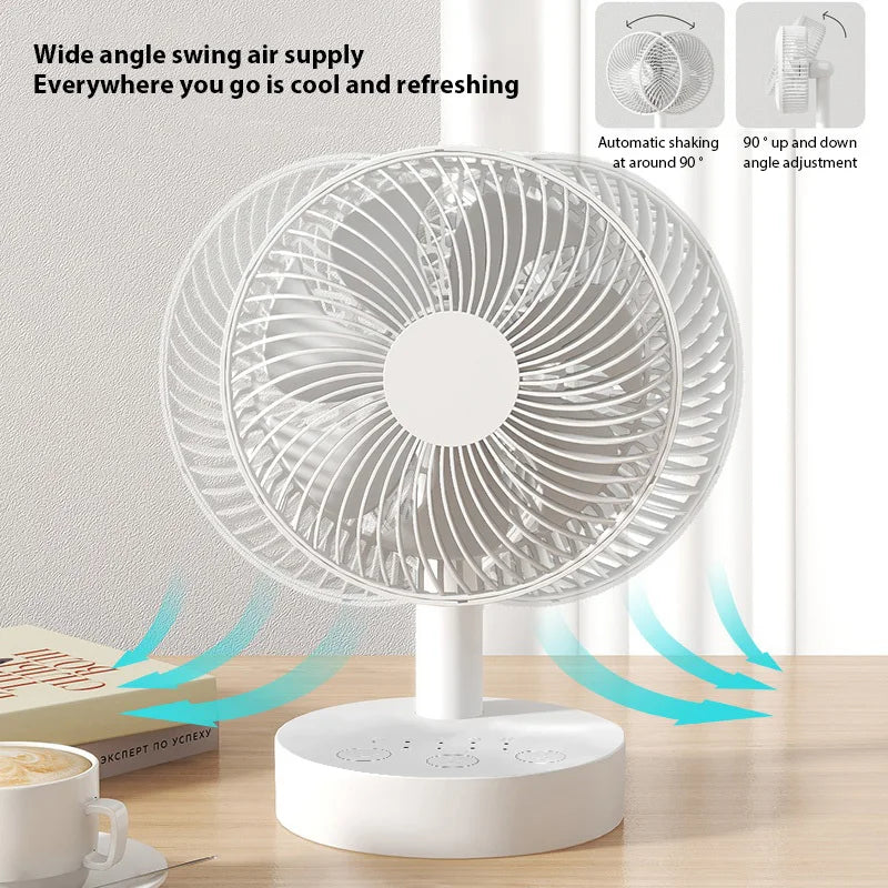 Rechargeable Desk Fan 4 Speed Adjustable Desktop Table Fan with Strong Wind Height-adjustable Portable Fan For Office Dormitory