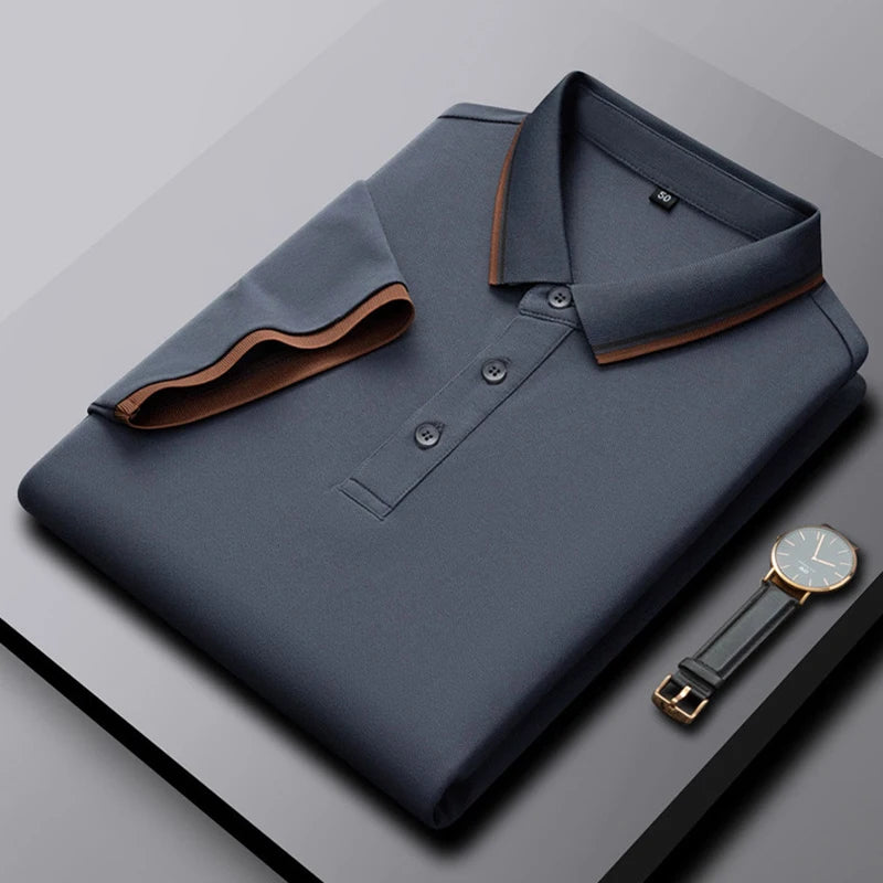 GAAJ Business Polo Shirt Men,Casual Brand Tops,Striped Collar T shirt,High Quality Cotton Tee,Social Poloshirt,Menswear Clothes