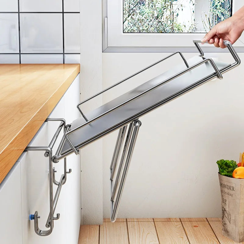 For Stainless Steel Foldable Countertop Storage Rack, Space-saving, Can Be Used To Extend The Countertop In Bathrooms and Kitche