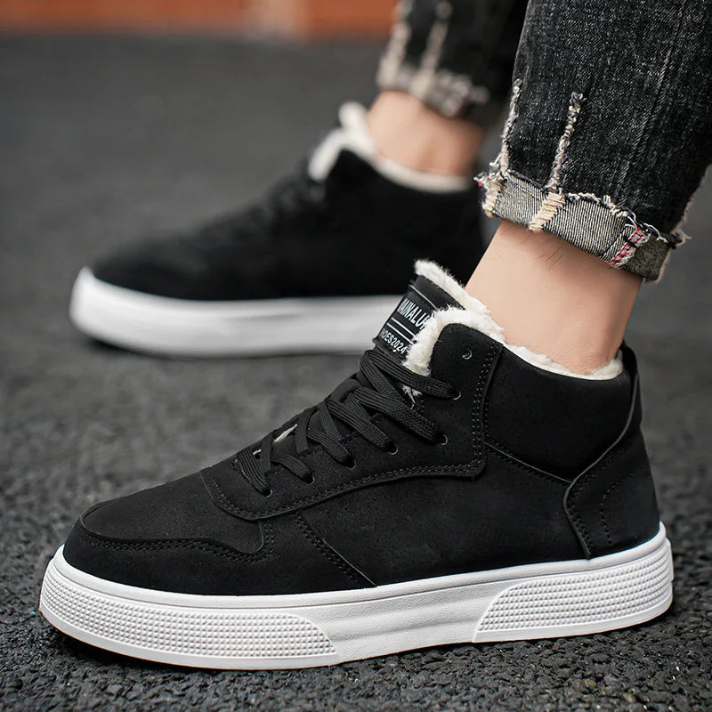 Plus-size men's high-top cotton shoes, men's winter warm fleece-lined casual sneakers, foreign trade fashion sports shoes