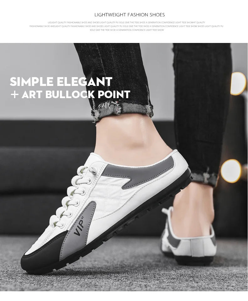 Trendy Half Slippers Flat Casual Shoes for Men Classic Summer Slippers Man's Flats Concise Men's Sneakers Slip-on Male Slippers