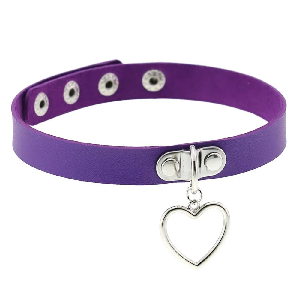 Heart Pendant Necklace Jewelry Punk Bdsm Slave Gothic Goth Choker for Woman