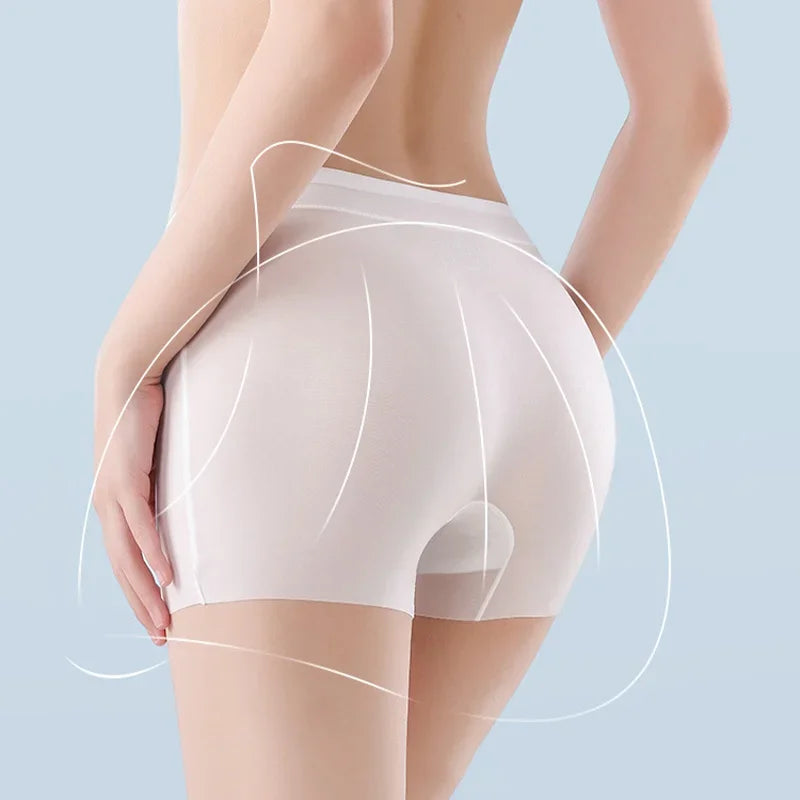 3PCS Summer Ice Silk Women Underwear High Waist Seamless Quick-Dry Anti-Static No Show Panties Plus Size Safety Shorts Invisible