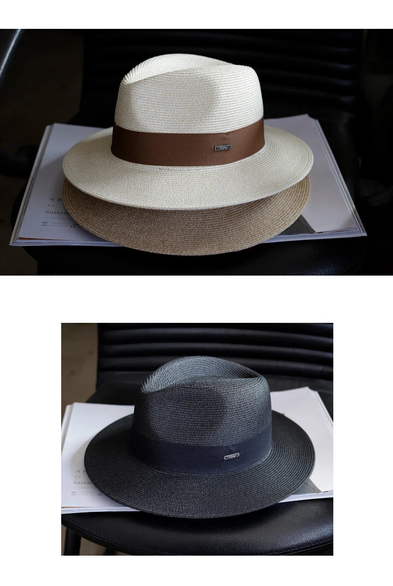 Summer Women Straw Hats Sun Visor Cap Leisure Elegant Panama Hat For Men Gentleman Formal Hat Manattend  Party Quality Hat Gifts