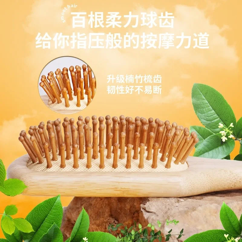 Natural Bamboo Hair Brush Comb Paddle Improve Hair Growth Anti-Static No Hair Tangle Comb Air Cushion Combs For Scalp Massage