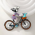 Lindos broches de bicicleta de dibujos animados para mujeres, niñas pequeñas montando en bicicleta, broches de 2 colores, moda casual, alfileres para ropa, mochila, joyería, regalos