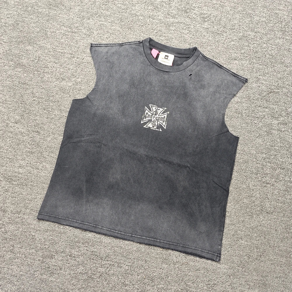 Yao Fashion Street Style Loose HipHop Casual Men Tops Tee Tank Oversize Vintage Men's T Shirt High Street Cleanfit Vest For Men