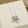 Statement Floral Pendant Necklace for Women, Elegant Large Flower Zircon Accent Choker for Party,Gift, Sparkling Fashion Jewelry