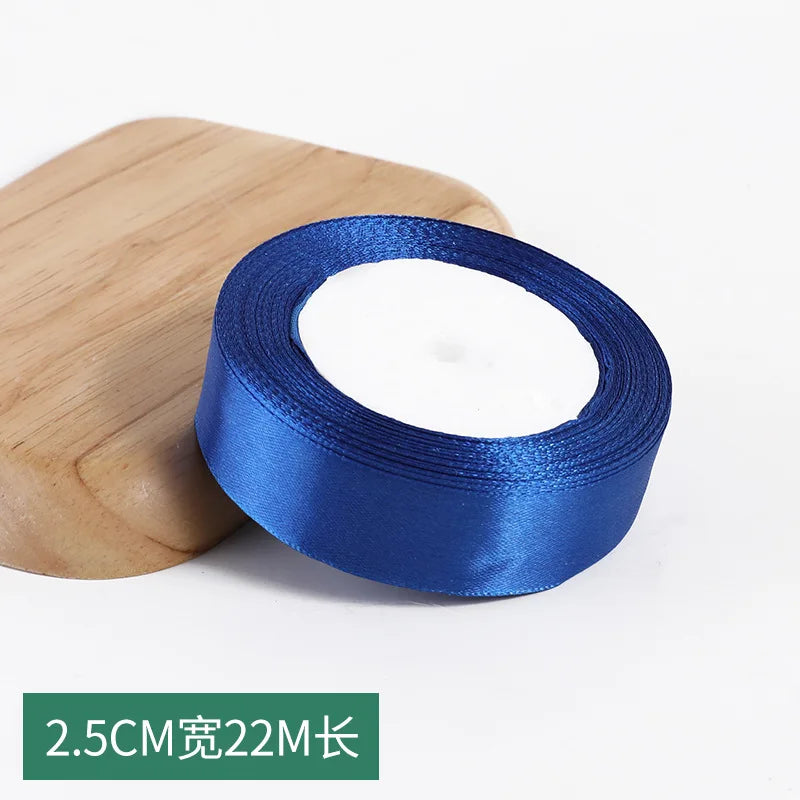 6mm~50mm Royal Blue Satin Ribbon 25Yards/roll Single Face Gift Wrapping Christmas New Year Apparel Sewing Fabric Gift Ribbon