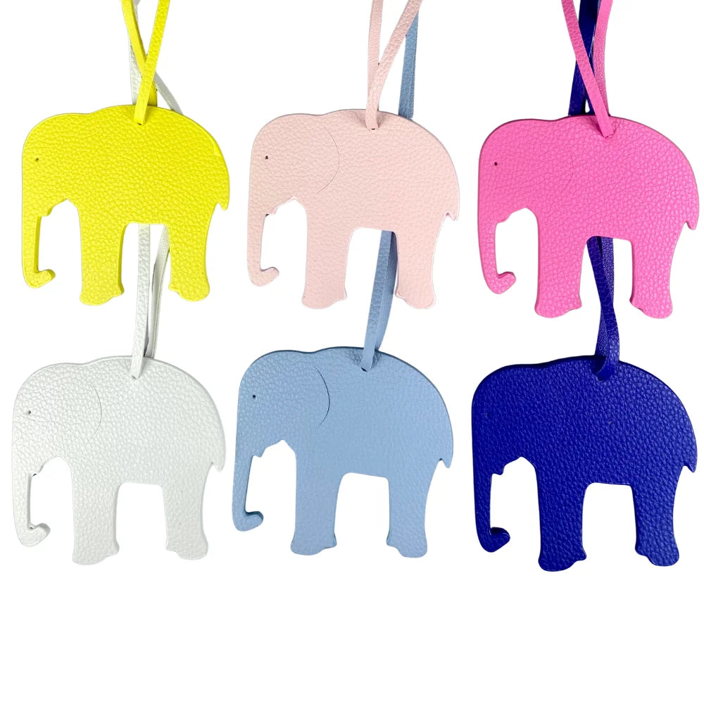 Colorful Elephant Leather Bag Charm - 12 Vibrant Colors, Mix & Match Style, Durable & Thick Leather Keychain-PU Leather