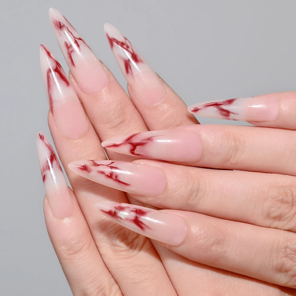 French Gel Nail Tips - 120Pcs French Tip Press On Nails Medium Coffin Ballet Almond Pre-applied Full Fake Nail Tips For Manicure
