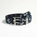 New Luxury Punk Belt Blue Denim Girdle HipHop Star Hollowed Pin Buckle Waistband For Men Women Fashion Accessories