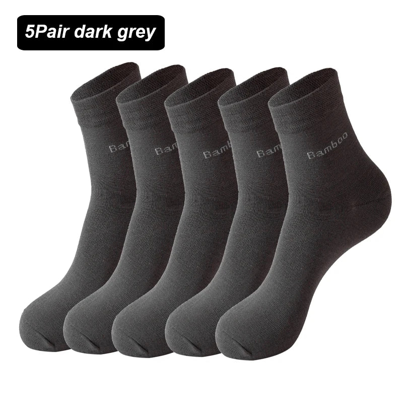 5Pairs Brand Men Bamboo fiber Socks Comfortable Breathable Casual Black White Business High Quality Male Gift Socks