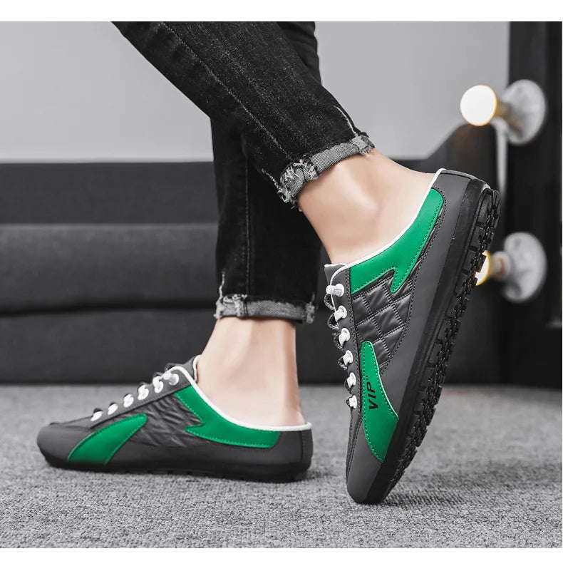 Trendy Half Slippers Flat Casual Shoes for Men Classic Summer Slippers Man's Flats Concise Men's Sneakers Slip-on Male Slippers