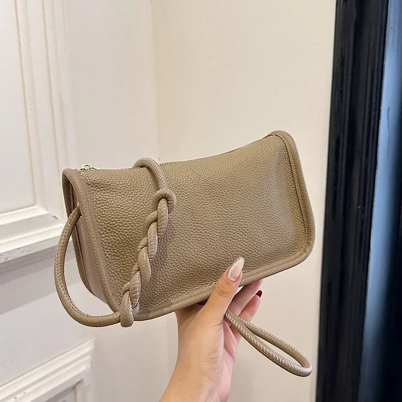 Bolso bandolera de moda para mujer 100 % cuero vacuno genuino, nueva bandolera de gran capacidad para mujer, cartera femenina 2025