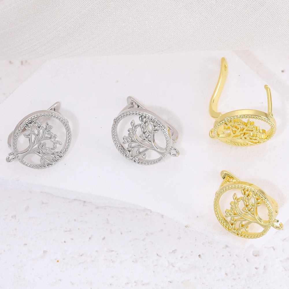Juya 8Pcs/Lot 18K Gold Plated Anti-Allergy Fastener Schwenzy Earwire Stitches Earplug Earring Hooks For DIY Women Earring Making