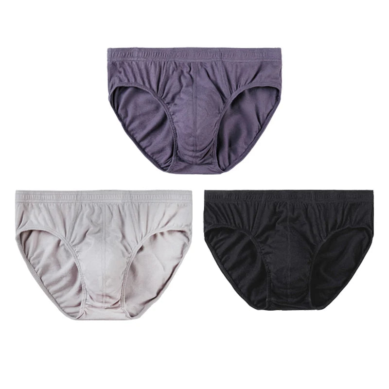 3 Pcs/Lot Men's 100% Cotton Briefs Comfortable Breathable Underwear Lingerie Panties Plue Size Xl -5xl Underpants