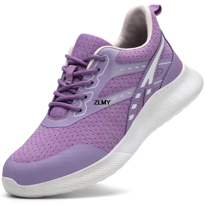 ZLMY New Women Safety Shoes Steel Toe Sneaker Lightweight Work Shoes Puncture Proof Work Safety Boots Woman Men Security Boots