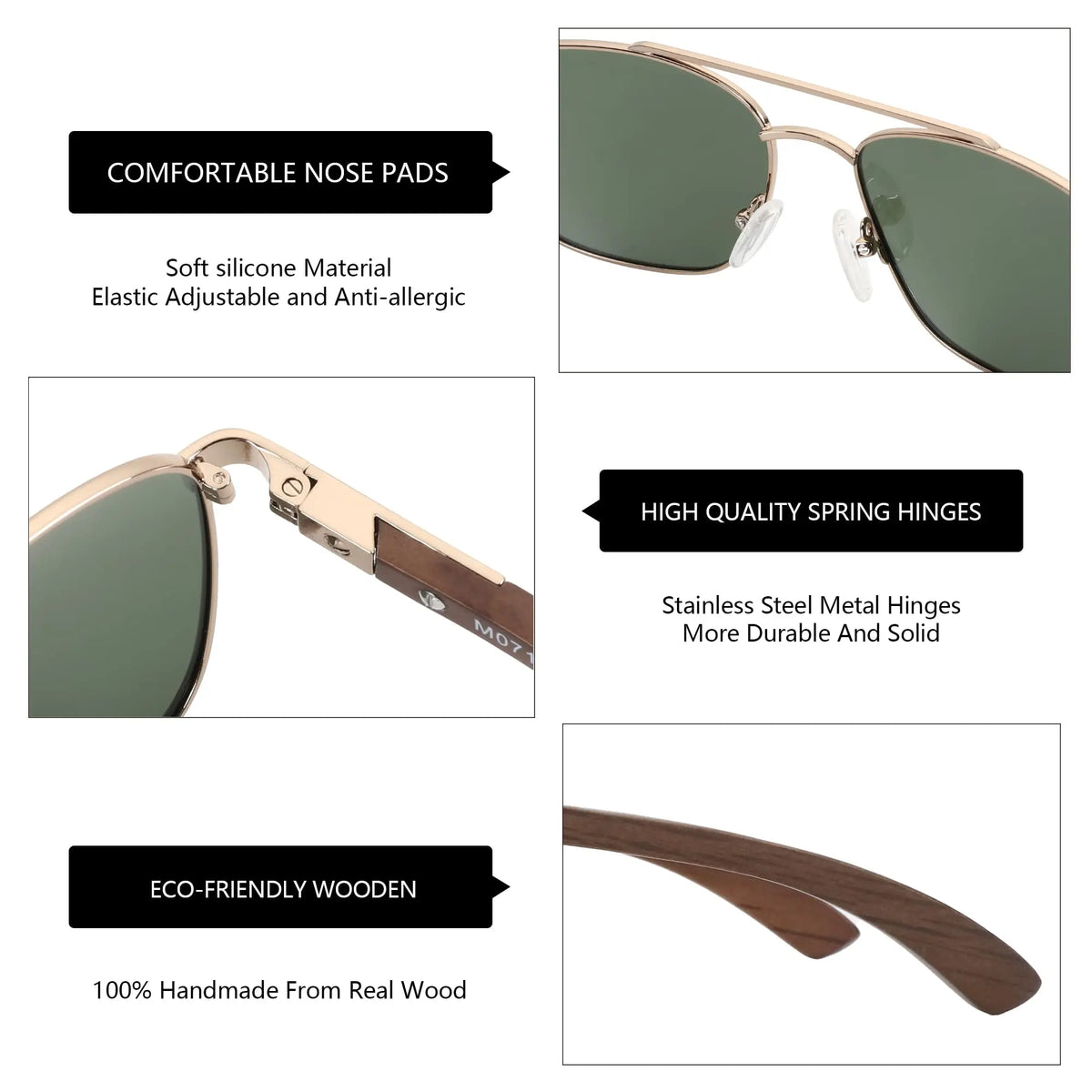 ZENOTTIC 2026 Men's Wood Polarized Sunglasses Uv Protection Outdoor Travel Sunglasses