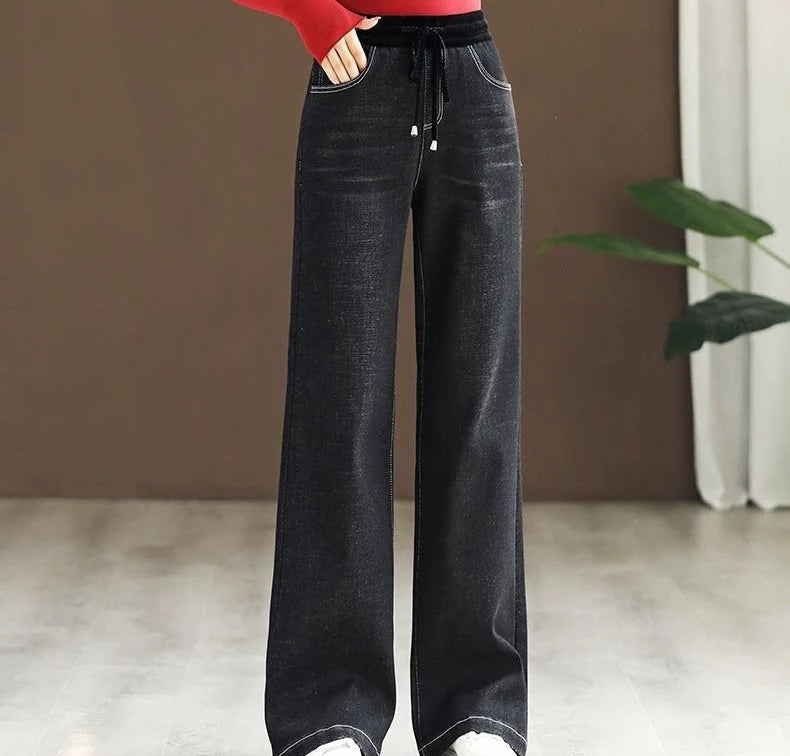 Spring Fall High Waist Wide Leg Jeans Korean Fashion Baggy Vintage Straight Vaqueros Loose Denim Pants Oversize 80kg Pantalones