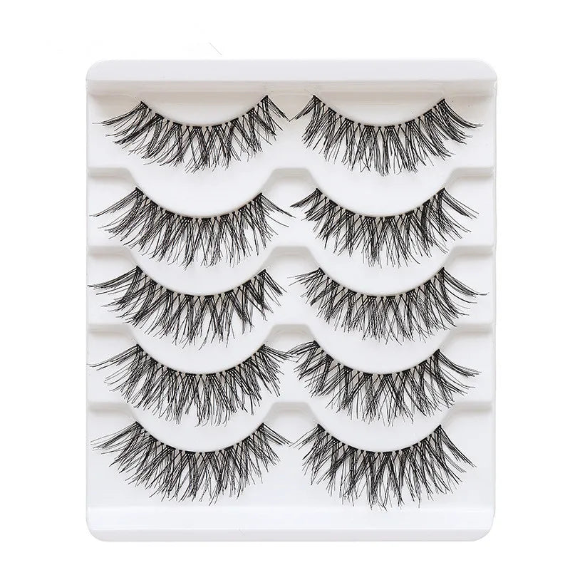 LTWEGO Fake Eyelash Mink Lashes 5 Pairs Little Devil Eyelashes Natural Daily Makeup Manga Eyelashes Clear Band Eyelashes Cilios