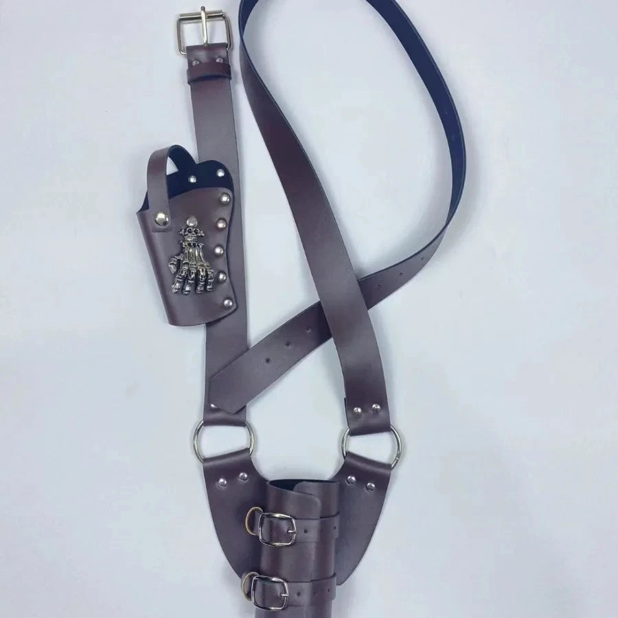 Shoulder Belt Adjustable Sword Gun Holder Sheath Scabbard Frog Leather Armor Pirate Halloween Costume Rapier Medieval Holster