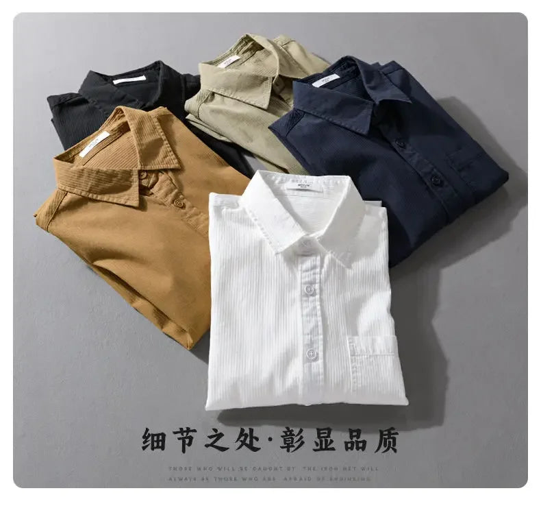 Spring and Autumn 2025 Shirt Men's Long-sleeved Loose Japanese Retro Tops Trendy Thin Casual Work Shirt Jacket