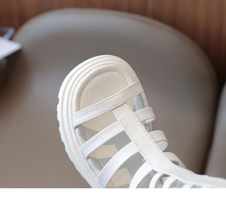 Children Sandals High-top Kids Girls Sandals Baby Sandals High Quality Flat Cut-Outs Beach Sandals
