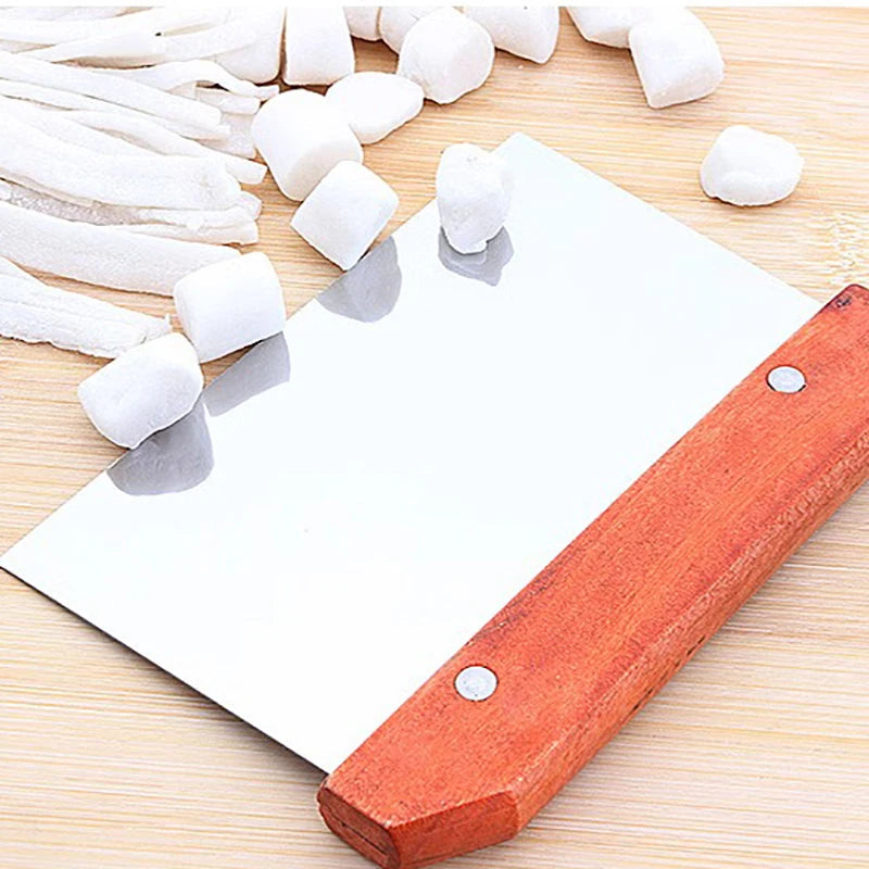 Stainless Steel Dough Cutter Scraper with Wooden Handle, Bread Baking Accessories for Sourdough Tools, Cake Scraper