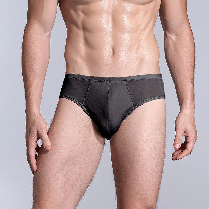 BirdTree 2PCS Men's Sexy Underwear, 100% Natural Silk Panties, Breathable, U-Convex Design, Elastic Biefs, 2026 New U34605C
