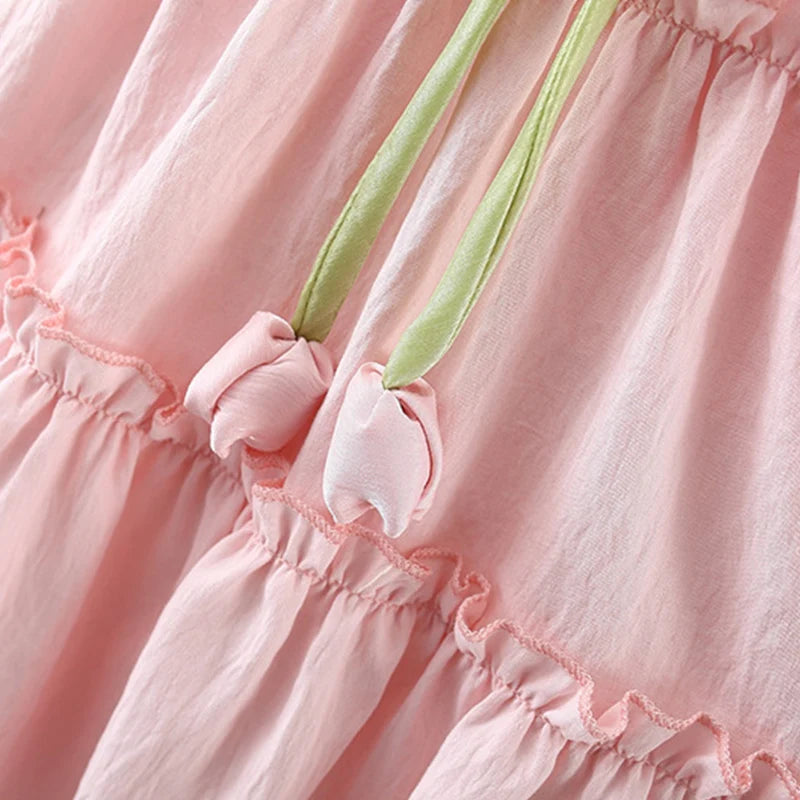 9-Month-4 Years Old Pink Ruffled Sleeve Baby Girl Dress, Summer New Soft And Comfortable Children'S Sleeveless Clothes