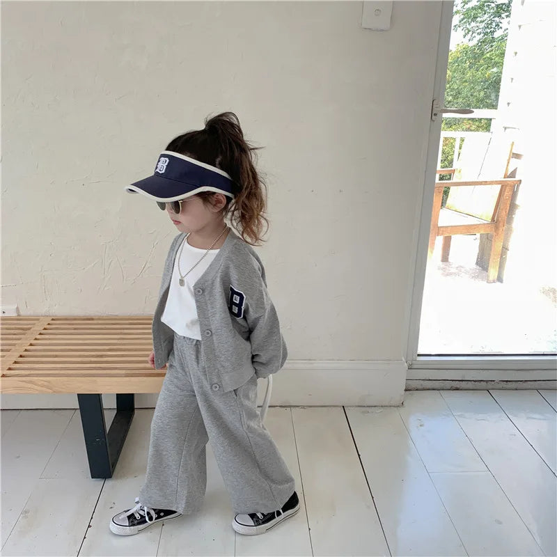 Girls Sports Sets Baby Round Neck Long-Sleeved Blouse Pants 2-Piece Spring Autumn New Children Fashion Casual Suit 12M-10 Years