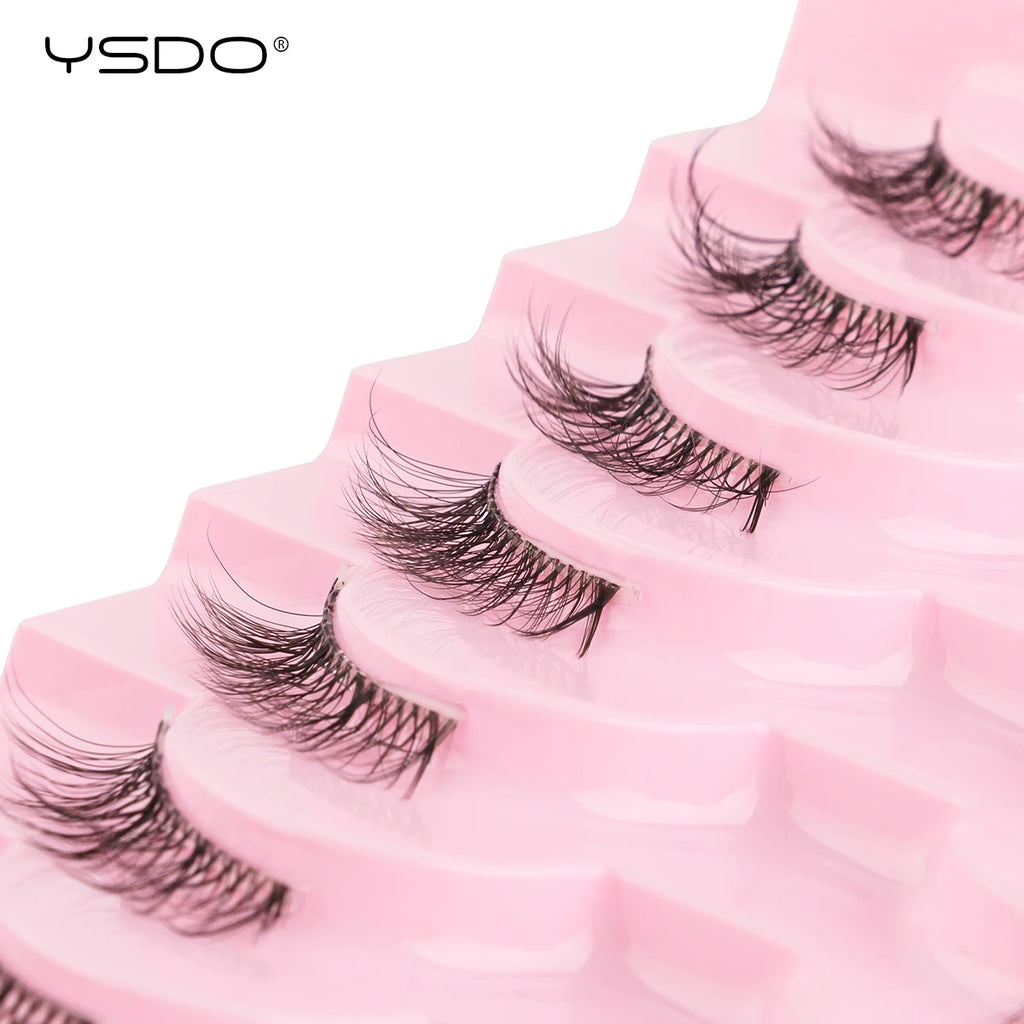 YSDO Halb-Wimpern 5/7/10 Paare Nerzwimpern Natürliche Falsche Wimpernverlängerung Make-up Wispy Katzenwimpern Künstliche Wimpern Maquiagem Cilios