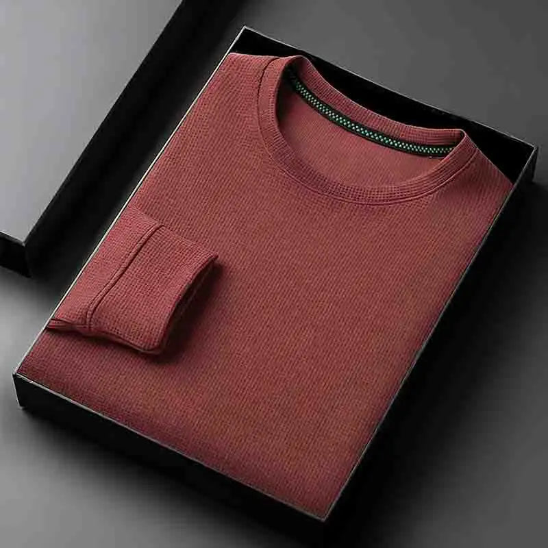 2026 New Arrival Men's Basic Solid Crew Neck Sweater Breathable Long Sleeve Knit Pullover