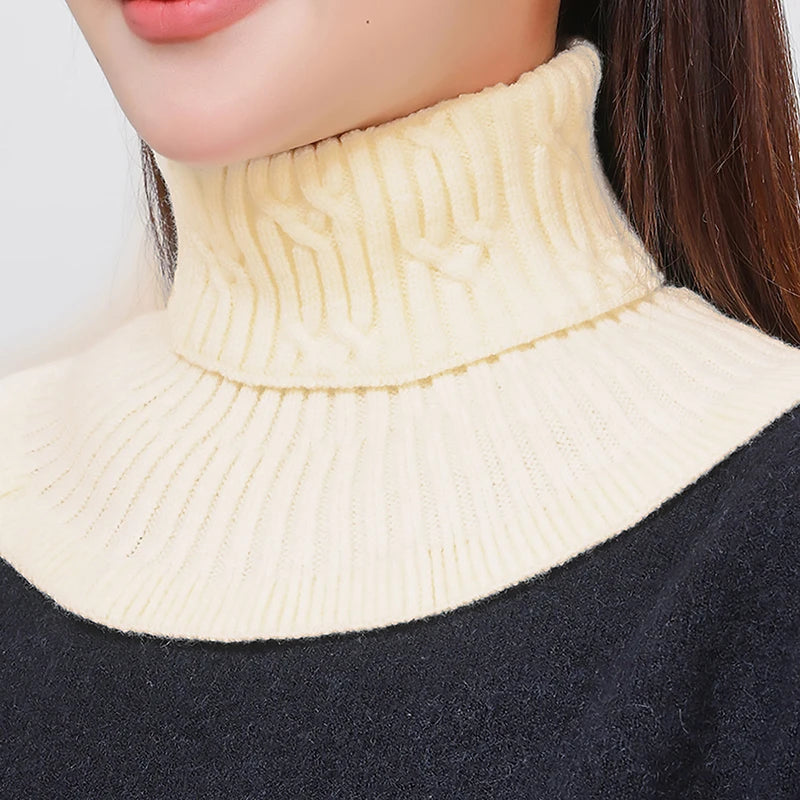 Knitted Fake Collar Ring Scarf For Woman Autumn Winter Warm Solid Color Neck Muffler Detachable Collar Scarves 25*17cm