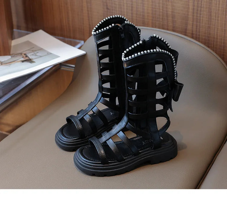 Children Sandals High-top Kids Girls Sandals Baby Sandals High Quality Flat Cut-Outs Beach Sandals