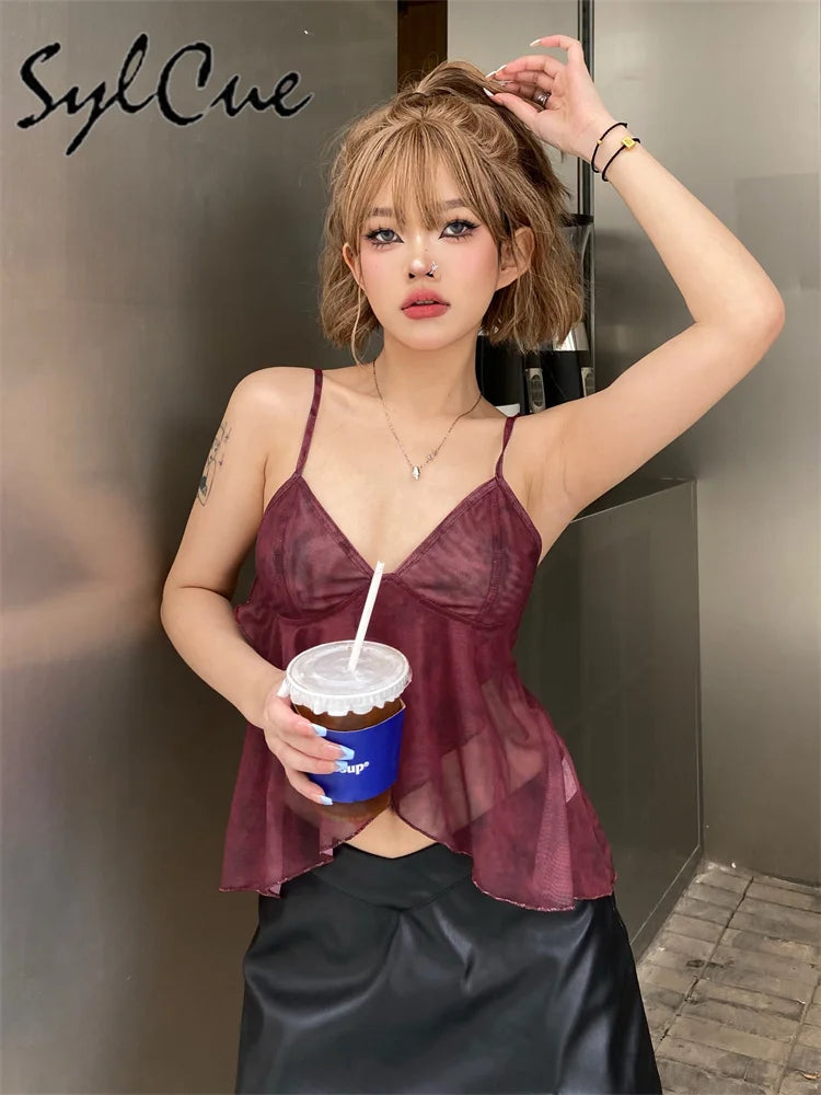 Sylcue Simple And Light Summer Cool Breathable Soft Casual All-Match Sexy Mature Charming Women'S Butterfly Classical Print Vest
