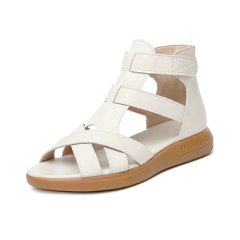 GKTINOO Summer Open Toe Genuine Leather Sandals Flat Shoes Roman Sandals 2026 Large Size Cool Boots Women Shoes Flat Sandals New