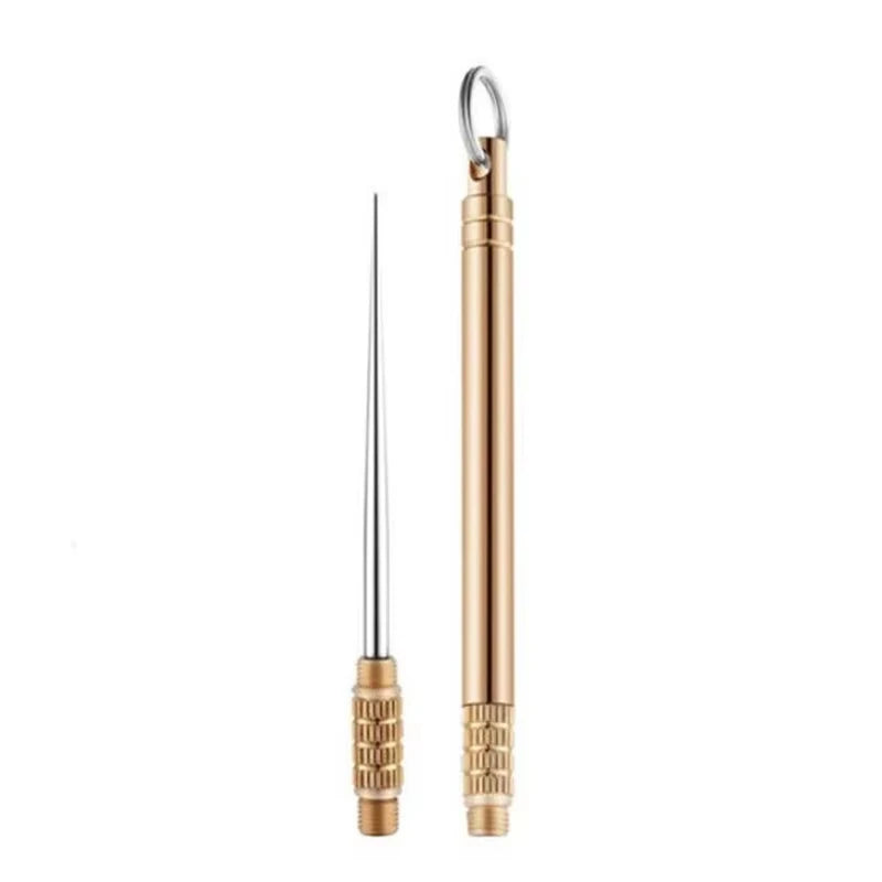 Titanium Brass Metal With Key Ring Fruit Pick Tooth Cleaning Personalized Brass Toothpick Toothpick Fruit Fork Toothpick Tube