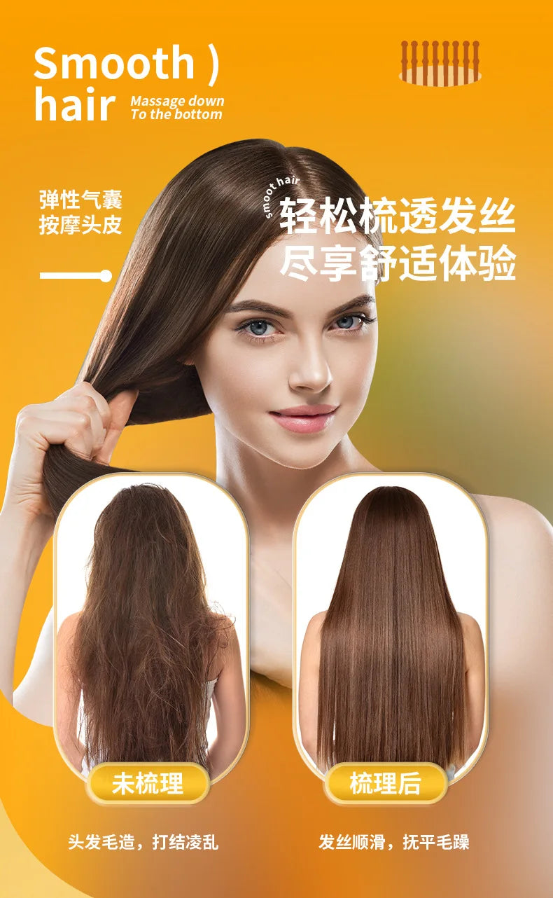 Natural Bamboo Hair Brush Comb Paddle Improve Hair Growth Anti-Static No Hair Tangle Comb Air Cushion Combs For Scalp Massage
