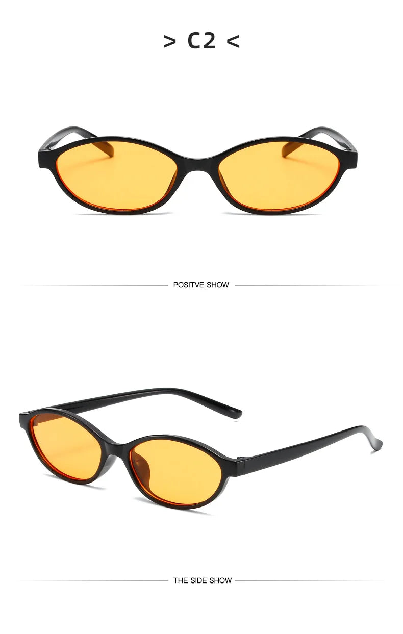 Sexy Small Oval Women's Sunglasses 2024 New Fashion Black Brown Sun Glasses Ladies Shades Trends Summer Unique Eyewear Men