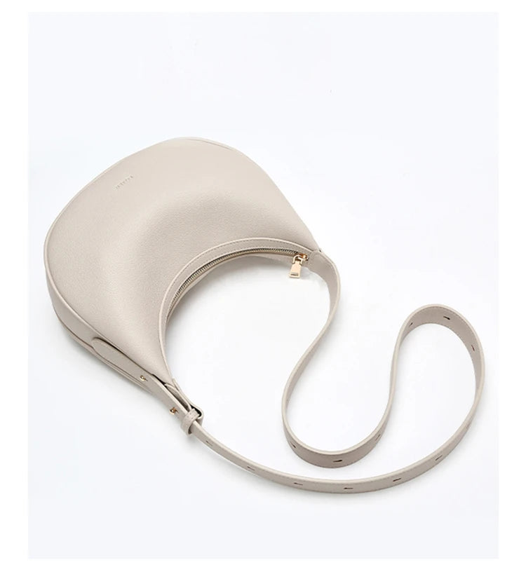 FOXER Brand PU Leather Women's Shoulder Bag Fashion Female Underarm Hobo Bag Crescent Half-moon Bag Travel Small Crossbody Bag
