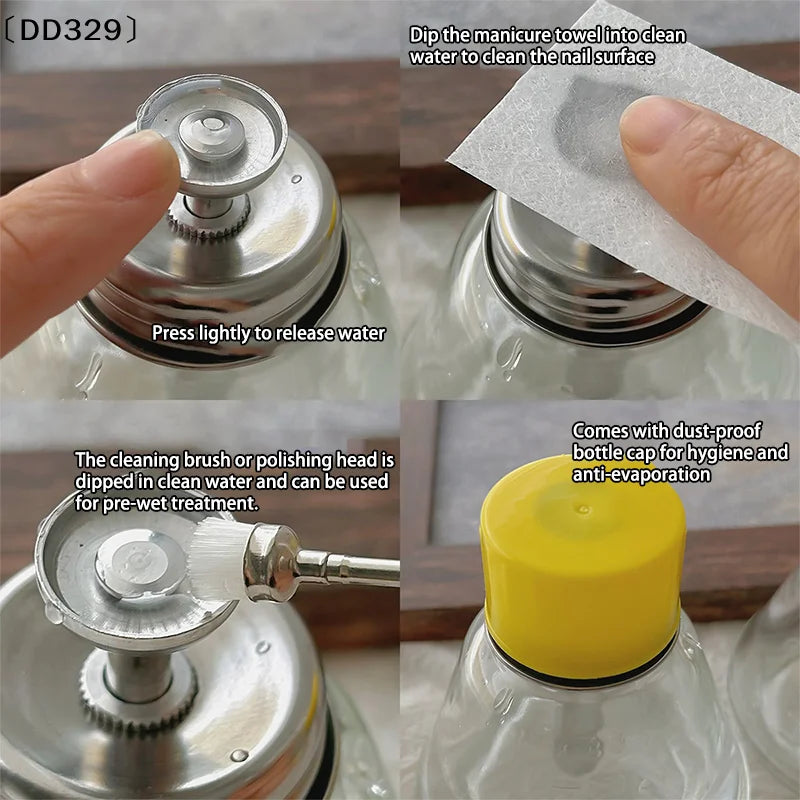 180ML Glass Nail Art Pump Dispenser Cleaner Bottle Liquid Alcohol Bottle Phone Screen Repair Remover Cleaner Bottle 〔DD329〕