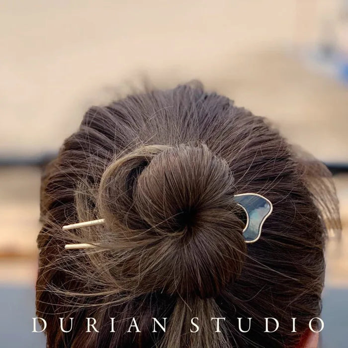 Fashion Luxury Silver Gold Color Elegant Shell Enamel Hairpin for Women Metal U Shape Hair Stick Hairwear Accessories Jewelry