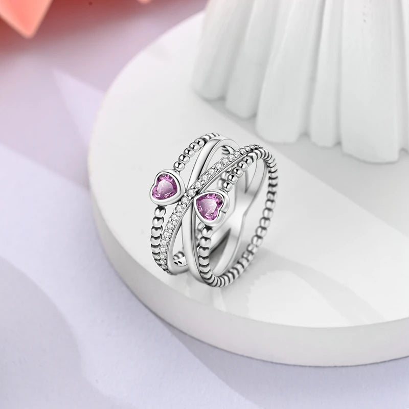 925 Sterling Silver Ring Shiny Sun Star Moon Lines Colorful Eternal Love Rings Wedding Jewelry Gift For Woman