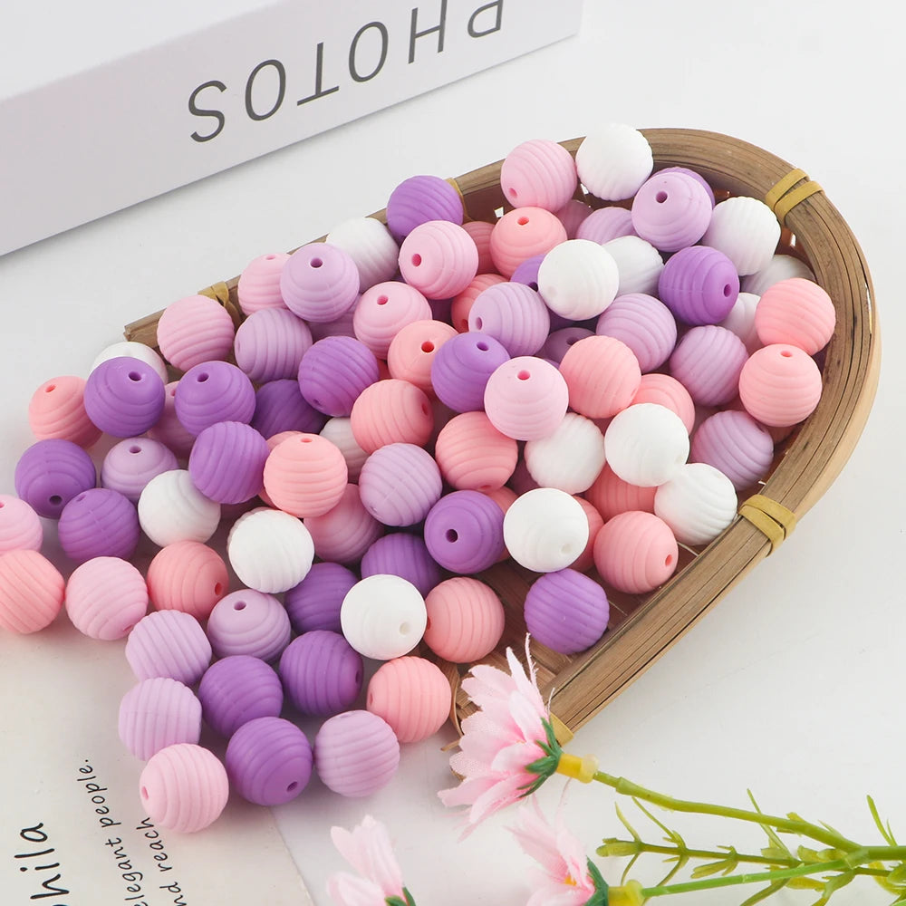 Kovict 15Pcs Beehive Threaded Silicone Beads 15mm Round Spiral Beads For Pen Jewelry Marking DIY  Bracelet Necklace Accessories