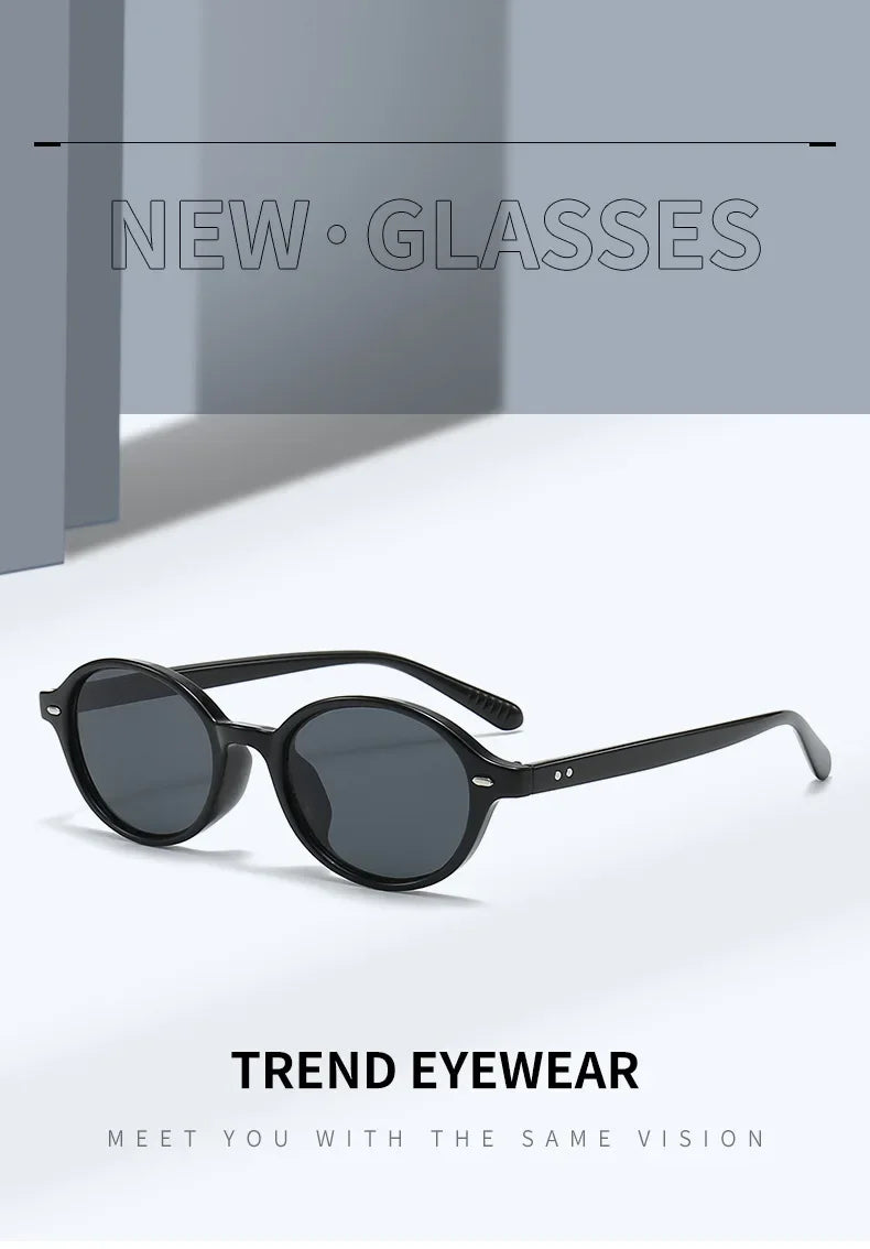 Retro Small Oval Sunglasses Women Men Rivets Shades Fashion Eyewear Luxury Sun Glasses UV400