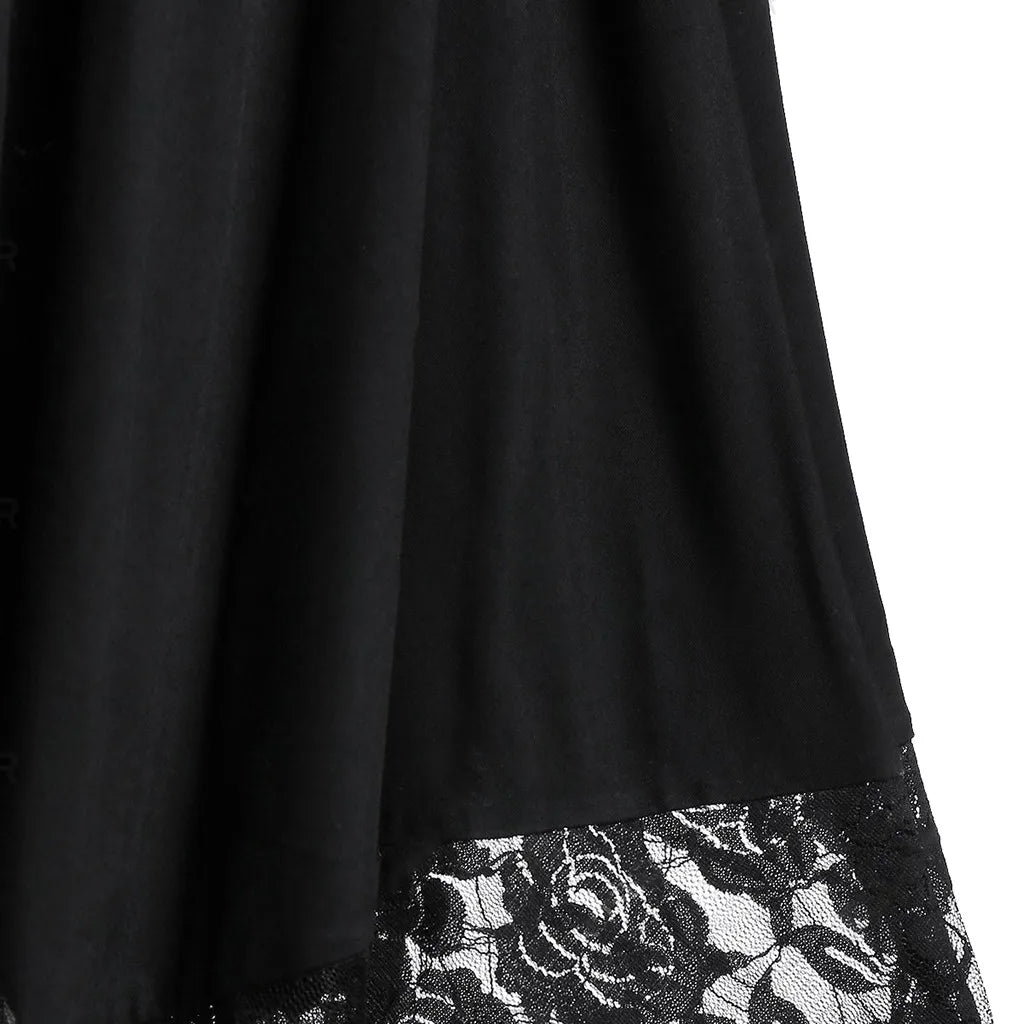 Halloween Plus Size Open Shoulder Elegant Party Dresses For Teens 2024 Lace Half Sleeve Gothic Dress Clothing Female