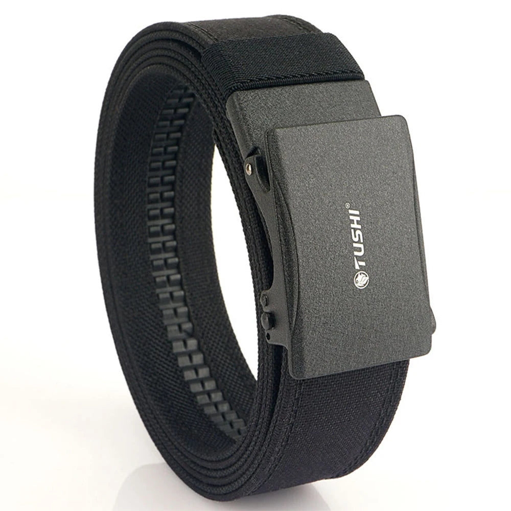 TUSHI New Stiff Tactical Belt for Men Metal Automatic Buckle Military Police Duty Belt 1100D Nylon Gun Belt Casual Girdle Male