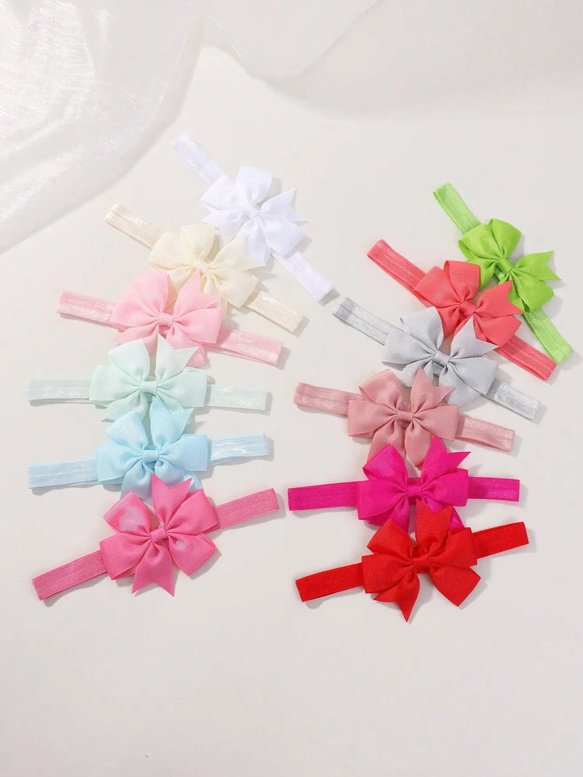 12Pcs/Set Baby Girls Ribbon Hair Bows Elastic Headbands Hair Band Kids Accessories for Infant Newborn Toddler Photo Props Gifts